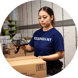 Essendant - Warehouse Employee Scans Packages